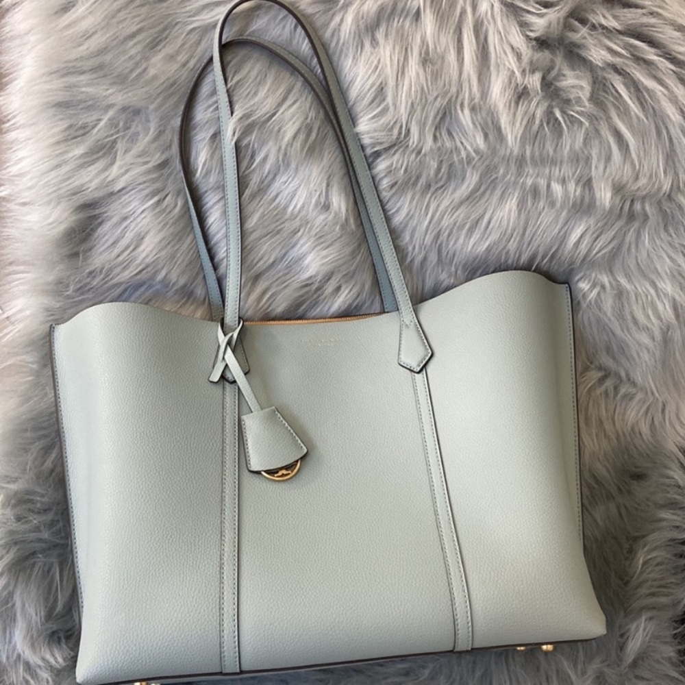Tory Burch Light Blue/Teal Leather Tote